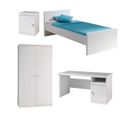 Lit 90x200cm + Chevet + Armoire 2 Portes + Bureau - Cleo