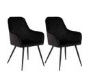 Lot De 2 Fauteuils Velours Noir Et Piétement Acier Noir - Viby