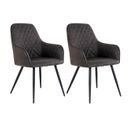 Lot De 2 Fauteuils Microfibre Gris Et Piétement Acier Noir - Viby