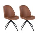 Lot De 2 Chaises Incurvées Pivotantes Simili Marron - Gaya