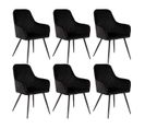 Lot De 6 Fauteuils Velours Noir Et Piétement Acier Noir - Viby