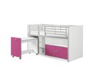 Lit Combiné 90x200cm Fuchsia Avec Bureau Sur Roulettes - Baymax