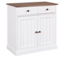 Buffet 2 Portes 2 Tiroirs Bois Massif Vernis Sepia Et Blanc - Socoa