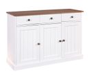 Buffet 3 Portes 3 Tiroirs Bois Massif Vernis Sepia Et Blanc - Socoa