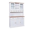 Buffet Vaisselier 5 Portes 6 Tiroirs Bois Massif Vernis Sepia Et Blanc - Socoa