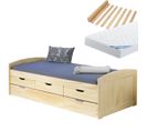 Pack Lit à Tiroirs 90x200 + 1 Matelas Ibiza - Oliver