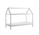 Lit Cabane 90x200cm En Pin Massif Blanc + Matelas - Arkan