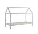 Lit Cabane 90x200cm En Pin Massif Blanc - Arkan