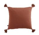 Coussin Déhoussable 40x40cm Avec Pompons Gaze De Coton Terracotta - Ourea