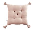 Coussin Capitonné 40x40cm Avec Pompons Gaze De Coton Guimauve - Ourea