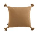 Coussin Déhoussable 40x40cm Avec Pompons Gaze De Coton Camel - Ourea