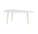 Table Basse Grand Modèle Forme Ovale Plateau Mdf Blanc Pieds En Hévéa Naturel - Beanny