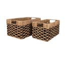 Lot De 2 Paniers Rectangles En Fibre Naturelle Motifs Géométriques Noir Et Naturel - Tessy