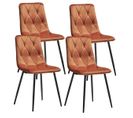 Lot De 4 Chaises Capitonnées Orange Pieds Bois - Carine