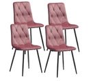 Lot De 4 Chaises Capitonnées Rose Pieds Bois - Carine