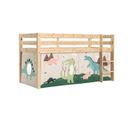 Lit Mi-haut En Pin Naturel 90x200cm Housse Dino - Sleepy