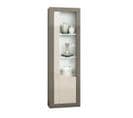 Vitrine 1 Porte Droite Décor Bois Gris Veiné Et Beige Avec LEDs - Gondor