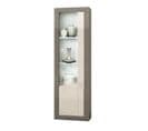 Vitrine 1 Porte Gauche Décor Bois Gris Veiné Et Beige Avec LEDs - Gondor