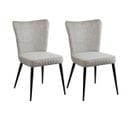 Lot De 2 Chaises Tissu Gris Clair Chiné Pieds Métal Noir Mat - Maurine