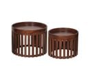 Lot De 2 Tables En Manguier Massif Vernis Teinté Noyer - Harper