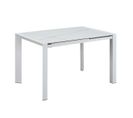 Table Repas Allongeable Plateau Céramique Marbré Blanc Pieds Métal Blanc - Melia