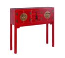 Console 4 Portes 3 Tiroirs Coloris Rouge - Ivana