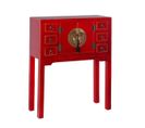 Console 2 Portes 6 Tiroirs Coloris Rouge - Ivana