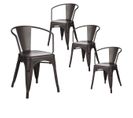 Lot De 4 Chaises Métalliques Gris Anthracite - Lucy