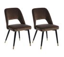 Lot De 2 Chaises Tissu Café Et Pieds Métal - Majik