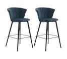 Lot De 2 Tabourets Velours Bleu Et Pieds Métal - Kolye