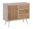 Buffet 1 Porte 3 Tiroirs Blanc Et Naturel Aspect Vieilli - Olmann