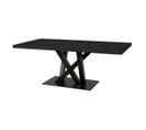 Table Rectangulaire 230cm Aspect Bois Noir Piètement Croisé Métal Noir - Nox