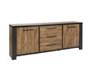 Buffet 2 Portes Et 3 Tiroirs Aspect Bois Finition Denver Et Noir - Etienne