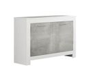 Buffet 2 Portes L112cm Laqué Blanc Brillant Et Gris Marbré - Denae