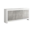 Buffet 3 Portes L160cm Laqué Blanc Brillant Et Gris Marbré - Denae