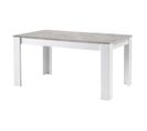 Table Rectangulaire 160x90cm Laquée Blanc Brillant Et Gris Marbré - Denae