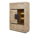 Argentier 2 Portes Avec 1 Vitre Et Eclairage LED Aspect Bois Finition Canyon - Salome