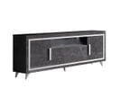 Buffet 4 Portes Effet Marbre Anthracite Finition Argent Avec LEDs - Gueda