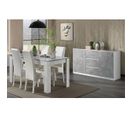 Ensemble Séjour Blanc Et Gris Béton Table 160cm + Buffet 2 Portes - Coleos