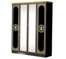 Armoire 4 Portes Avec Miroir Central - Solaya Noire