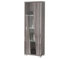 Vitrine 1 Porte Droite Aspect Noyer Gris Foncé - Dita