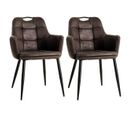 Lot De 2 Chaises Tissu Anthracite Avec Accoudoirs - Cyma