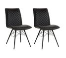 Lot De 2 Chaises Tissu Noir Simili Cuir Anthracite - Marty