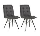 Lot De 2 Chaises Capitonnées Anthracite - Nadia