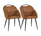 Lot De 2 Chaises Tissu Camel Avec Accoudoirs - Basna