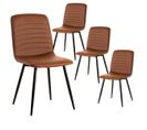 Lot De 4 Chaises Matelassées Simili Cuir Marron - Tyca