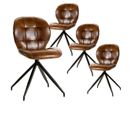 Lot De 4 Chaises Simili Cuir Vieilli Marron - Foly