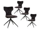 Lot De 4 Chaises Tissu Grises Surpiqures Carreaux - Styk