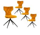 Lot De 4 Chaises Tissu Curry Surpiqures Carreaux - Styk