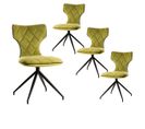 Lot De 4 Chaises Tissu Vertes Surpiqures Carreaux - Styk